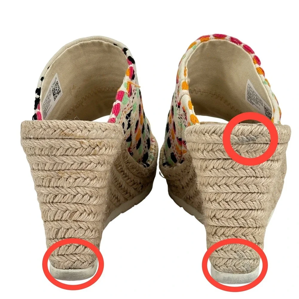 TOMS Monica‎ Mule Embroidered Wedge Espadrille Sandal Multicolor 4